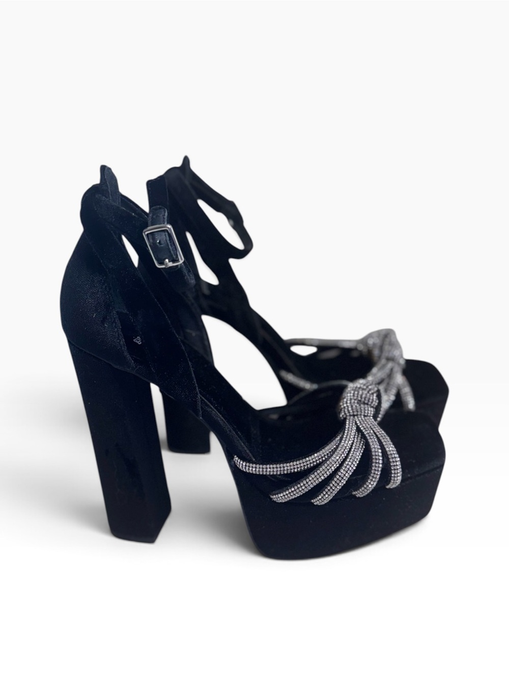 Gianni Bini Rhinestone black Velvet Platform Heels New no box